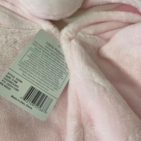 NWT Hudson Baby Plush Animal Face Hooded Bathrobe Pink Elephant 0-9 Months - Picture 6 of 6
